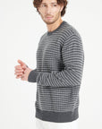 Pure Cashmere 4 ply Two Tone Round Neck Sweater w/Jacquard Pattern (Zach 3)