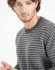 Pure Cashmere 4 ply Two Tone Round Neck Sweater w/Jacquard Pattern (Zach 3)