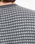 Pure Cashmere 4 ply Two Tone Round Neck Sweater w/Jacquard Pattern (Zach 3)
