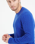 Pure Cashmere Cable Knit Round Neck Sweater (Zach 5)