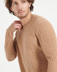 Pure Cashmere Cable Knit Round Neck Sweater (Zach 5)