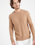 Pure Cashmere Cable Knit Round Neck Sweater (Zach 5)