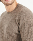 Pure Cashmere Cable Knit Round Neck Sweater (Zach 5)