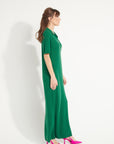 Pure Cashmere Polo Neck Long Dress w/ Pointelle Knit (Ava 18)