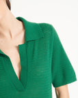Pure Cashmere Polo Neck Long Dress w/ Pointelle Knit (Ava 18)
