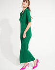 Pure Cashmere Polo Neck Long Dress w/ Pointelle Knit (Ava 18)