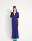 Pure Cashmere Polo Neck Long Dress w/ Pointelle Knit (Ava 18)