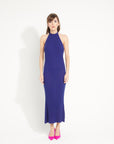 Pure Cashmere Long Halter Dress w/ Rib Knit (Ava 19)