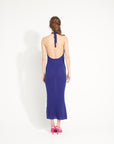 Pure Cashmere Long Halter Dress w/ Rib Knit (Ava 19)