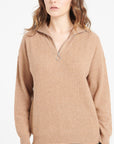 Pure Cashmere Rib Knit Funnel Neck Sweater w/Zip (Lilly 28)