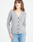 Pure Cashmere Ribbed V-Neck Cardigan (Mia 14)