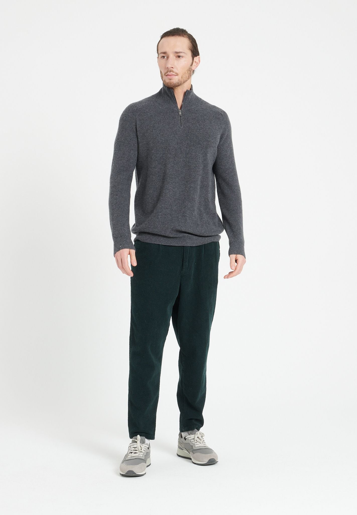 Pure Cashmere Funnel Neck Sweater w/Zip (Zach 2)