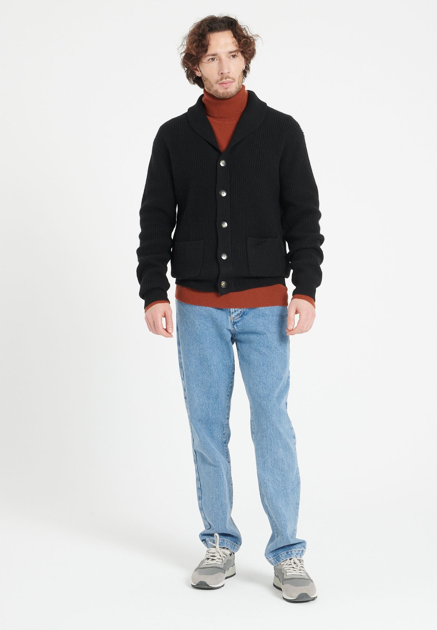 Pure Cashmere 4 ply Shawl Collar Cardigan (Zach 4)