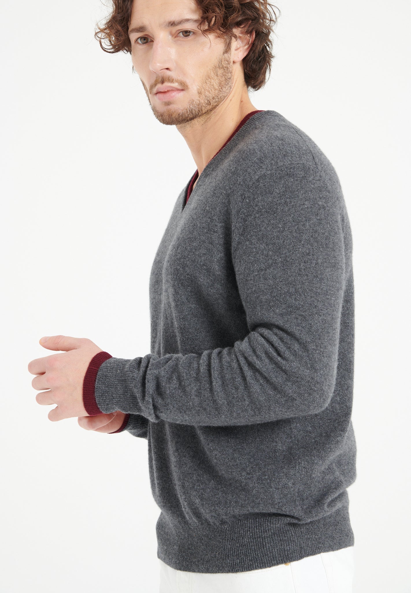 Pure Cashmere 2 Ply V-Neck Sweater (Luke 1)