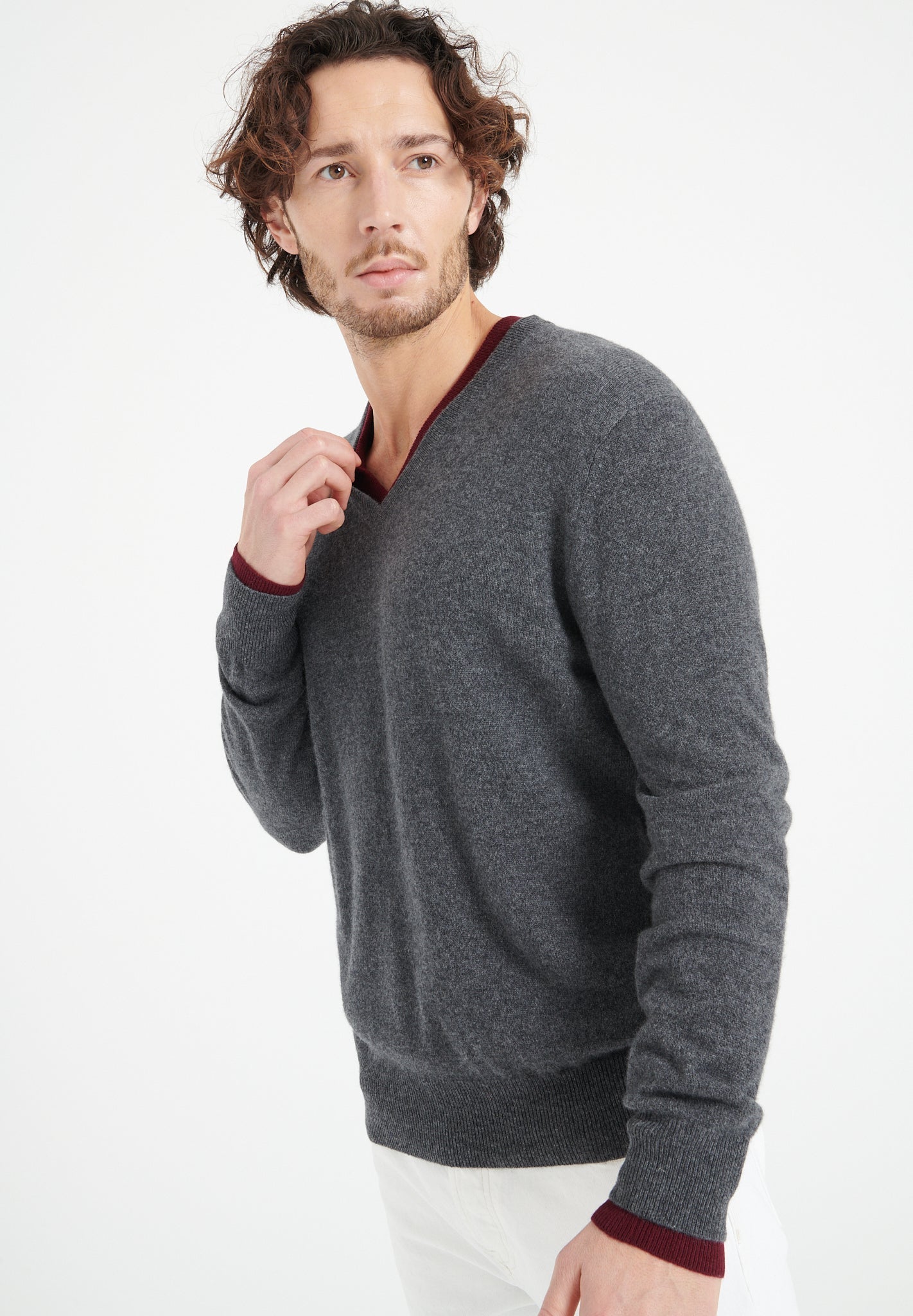 Pure Cashmere 2 Ply V-Neck Sweater (Luke 1)
