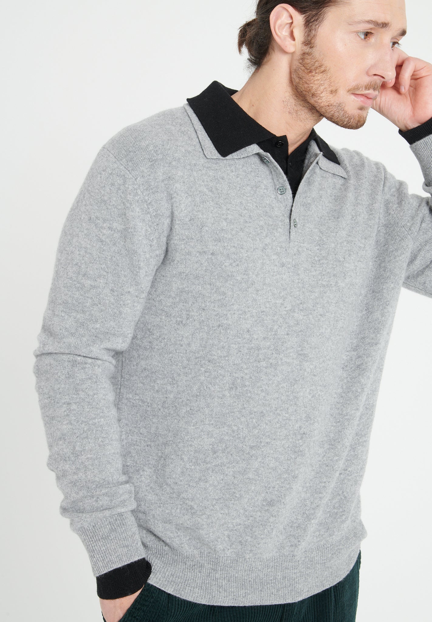Pure Cashmere 2 Ply Long Sleeve Polo Shirt (Luke 5)