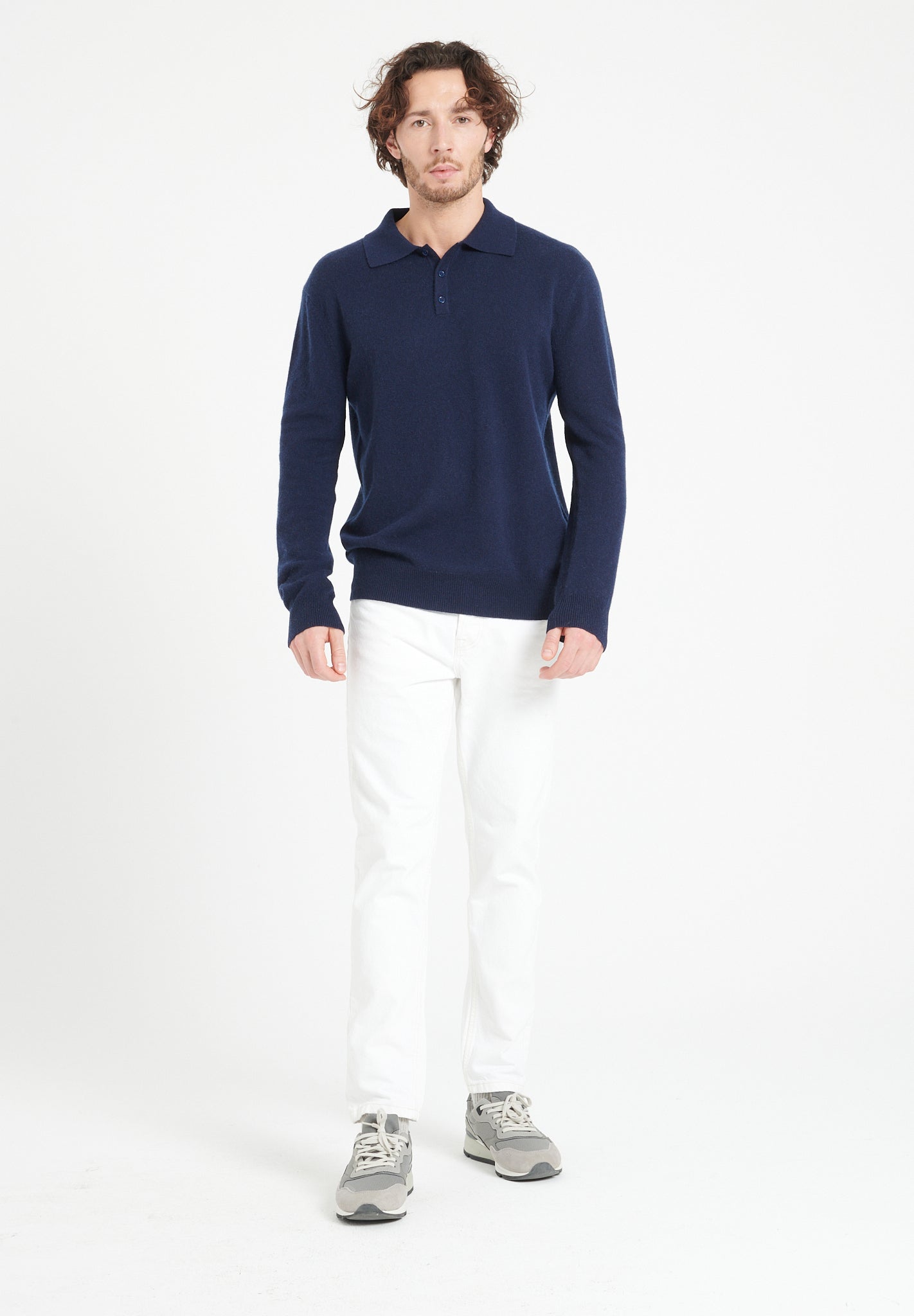 Pure Cashmere 2 Ply Long Sleeve Polo Shirt (Luke 5)