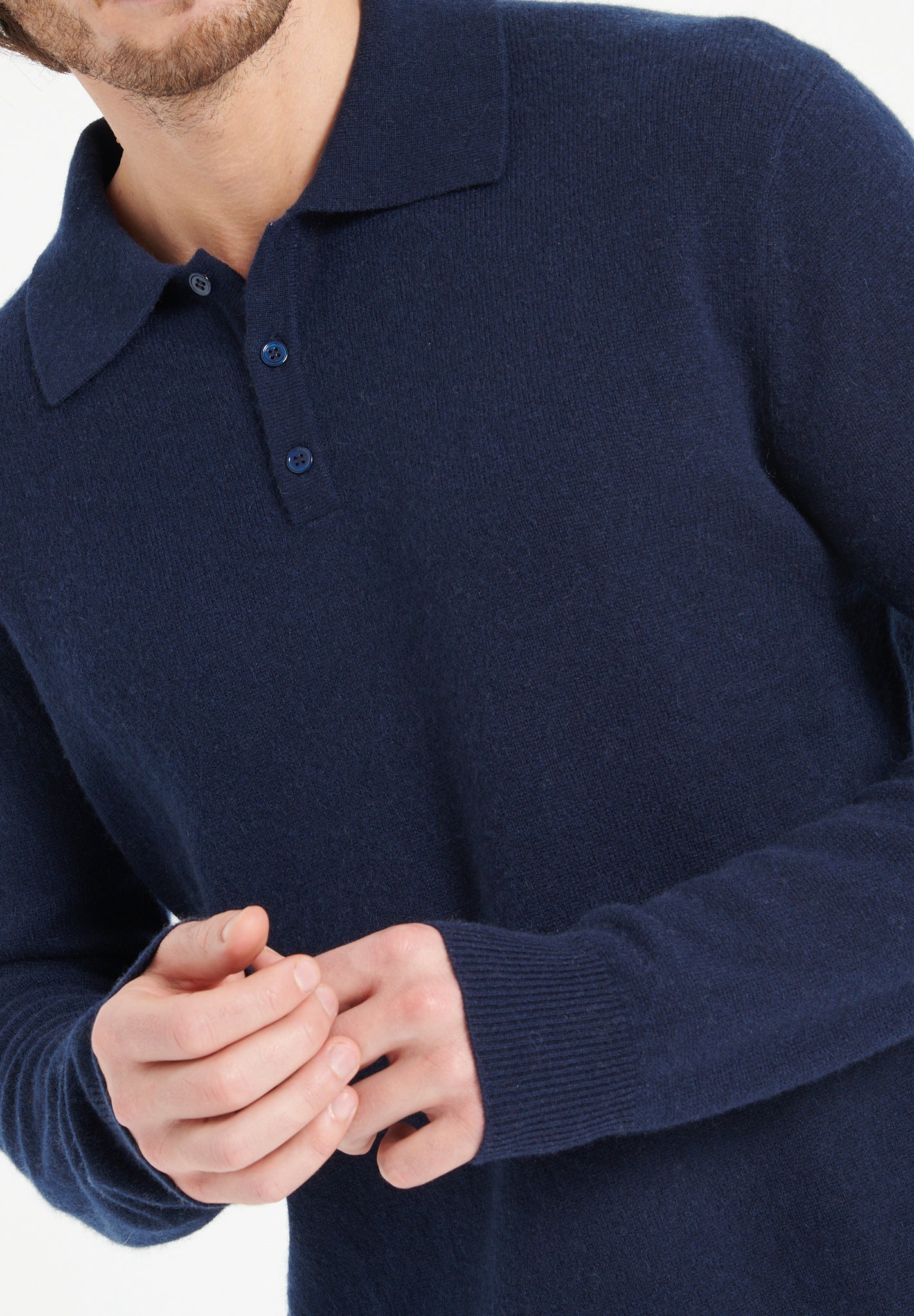 Pure Cashmere 2 Ply Long Sleeve Polo Shirt (Luke 5)