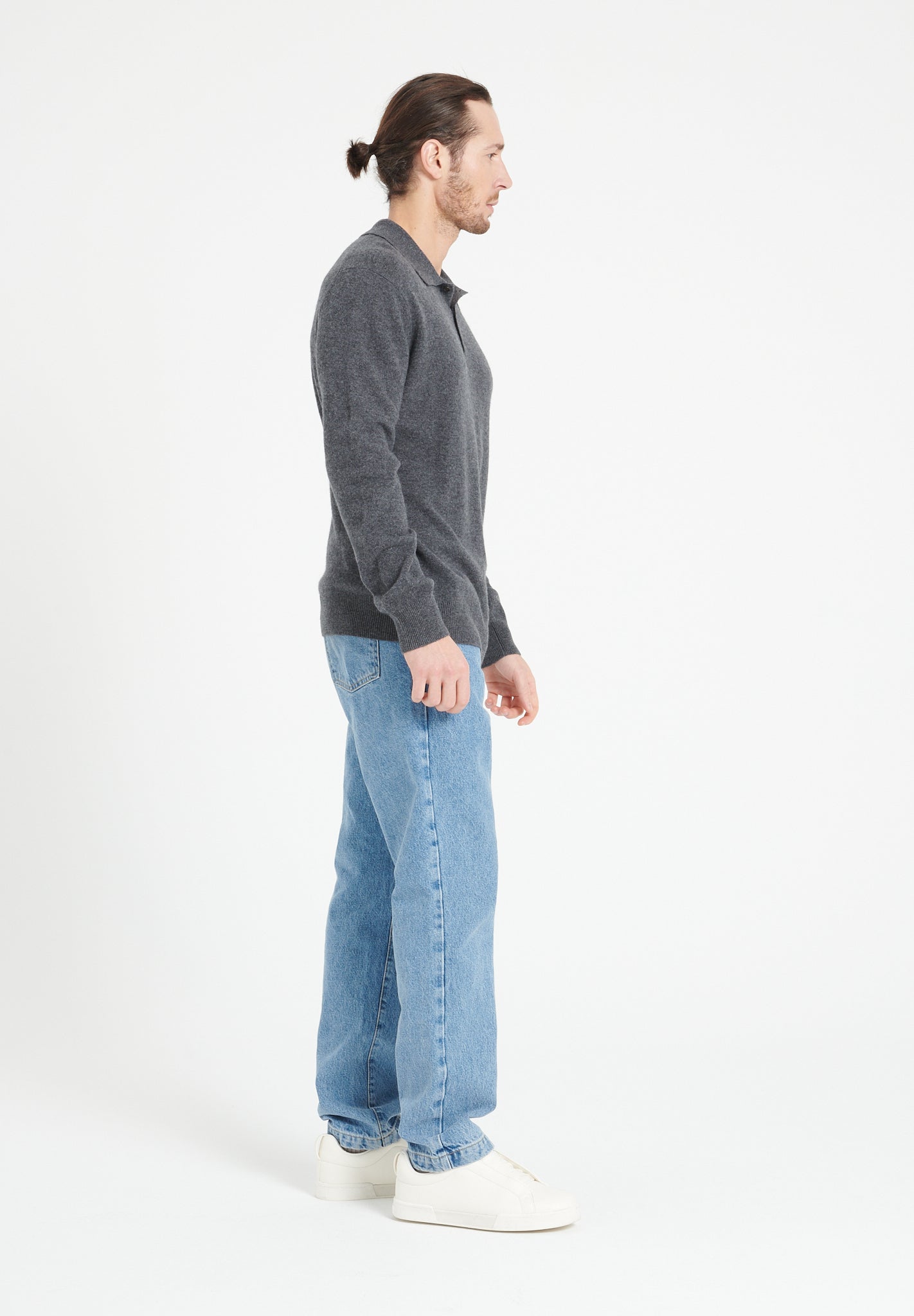 Pure Cashmere 2 Ply Long Sleeve Polo Shirt (Luke 5)
