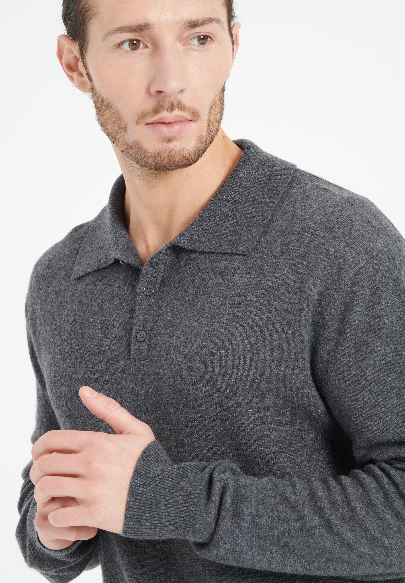 Pure Cashmere 2 Ply Long Sleeve Polo Shirt (Luke 5)