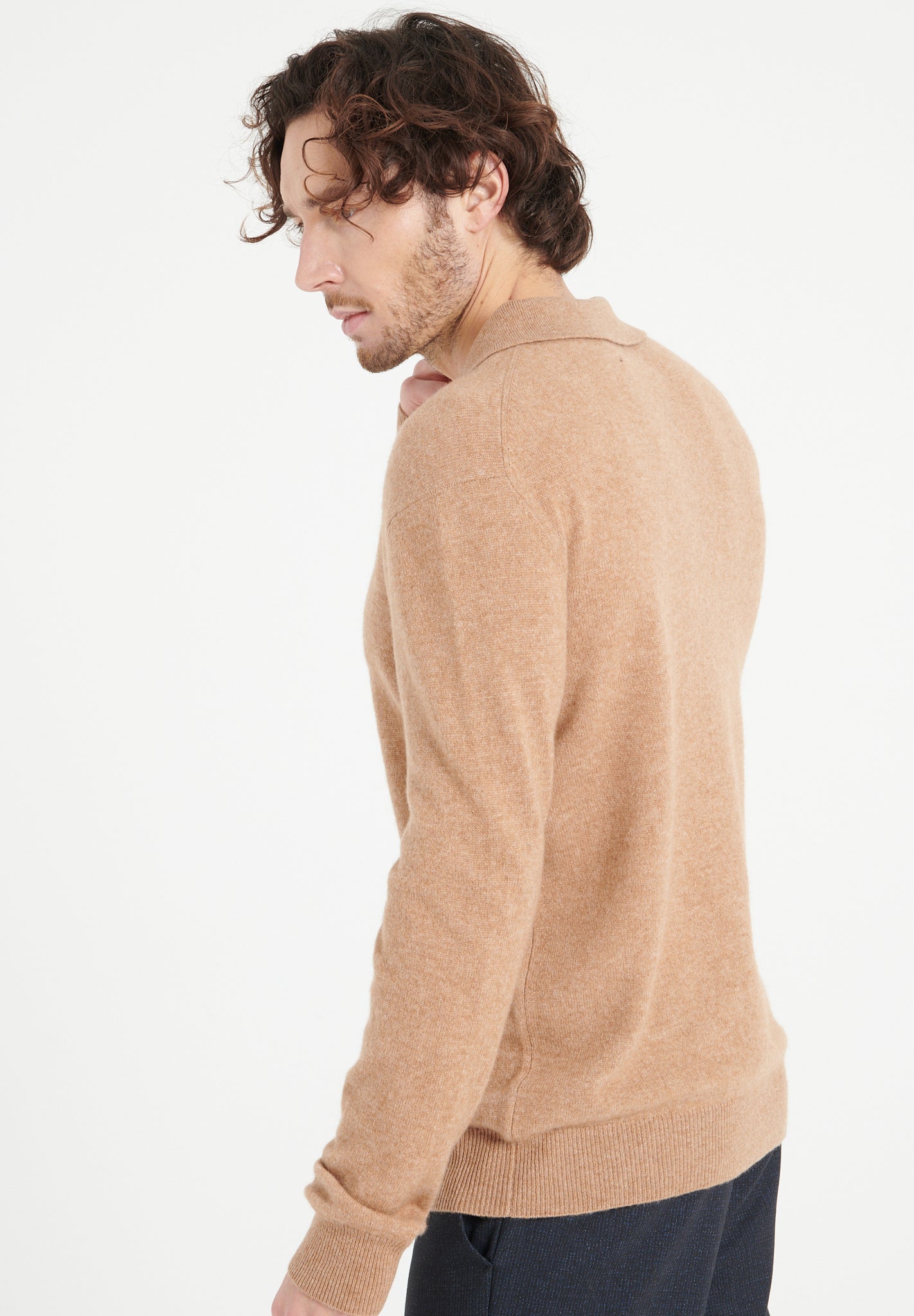 Pure Cashmere 2 Ply Long Sleeve Polo Shirt (Luke 5)