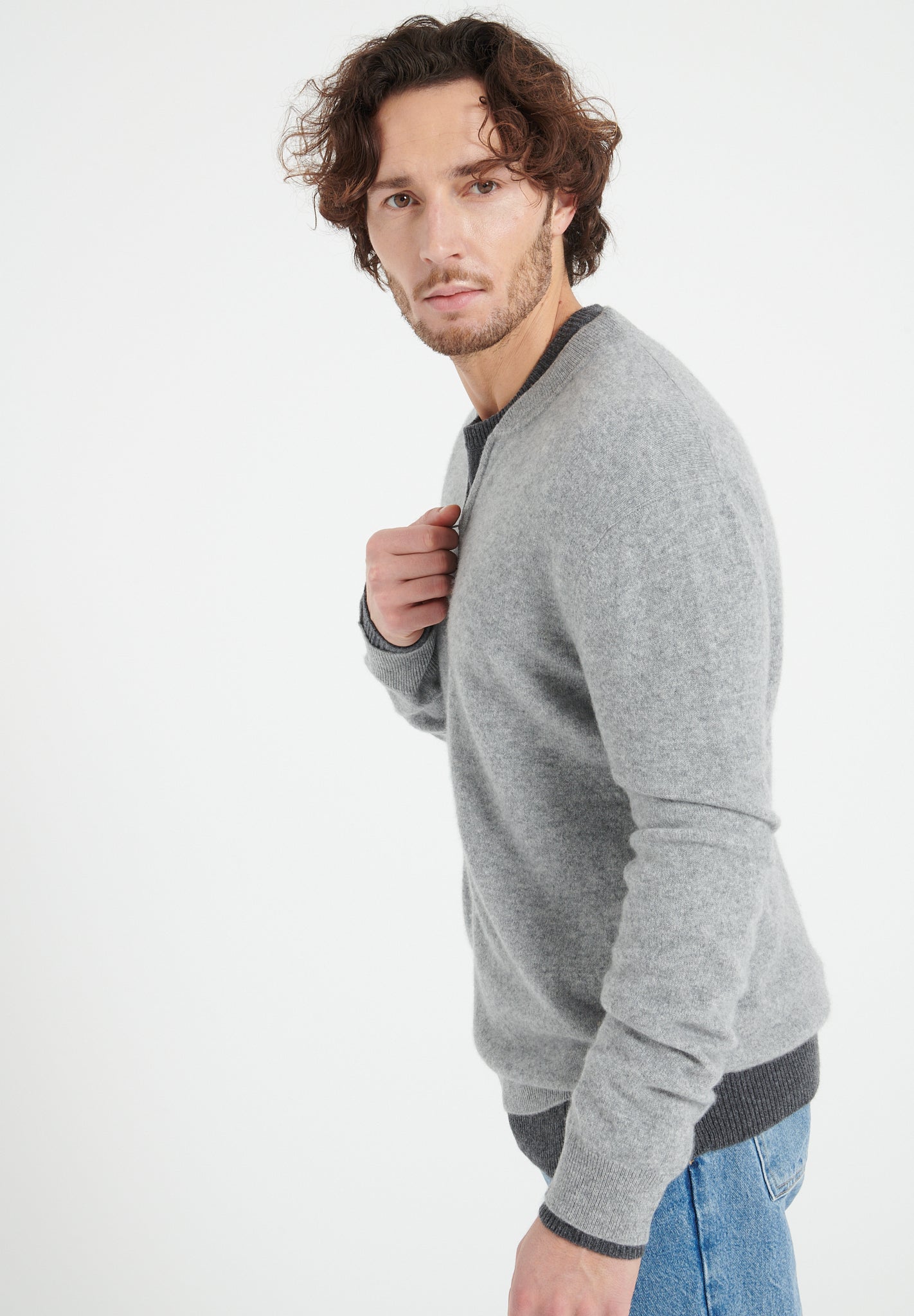 Pure Cashmere Bomber Neck Cardigan (Luke 10)