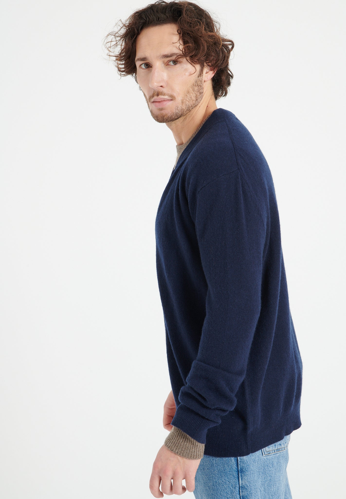 Pure Cashmere Bomber Neck Cardigan (Luke 10)