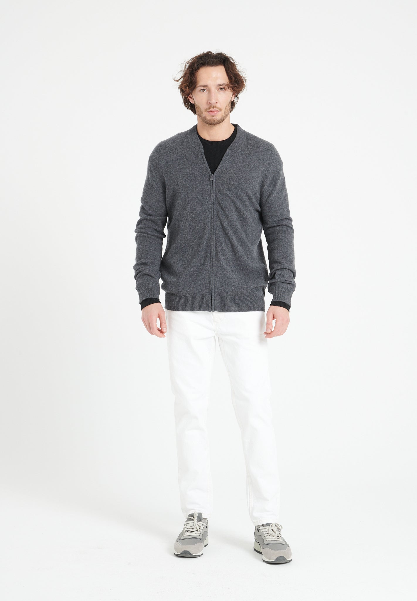 Pure Cashmere Bomber Neck Cardigan (Luke 10)