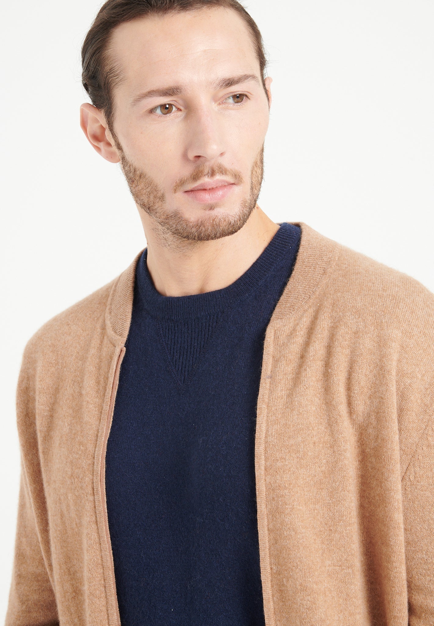Pure Cashmere Bomber Neck Cardigan (Luke 10)