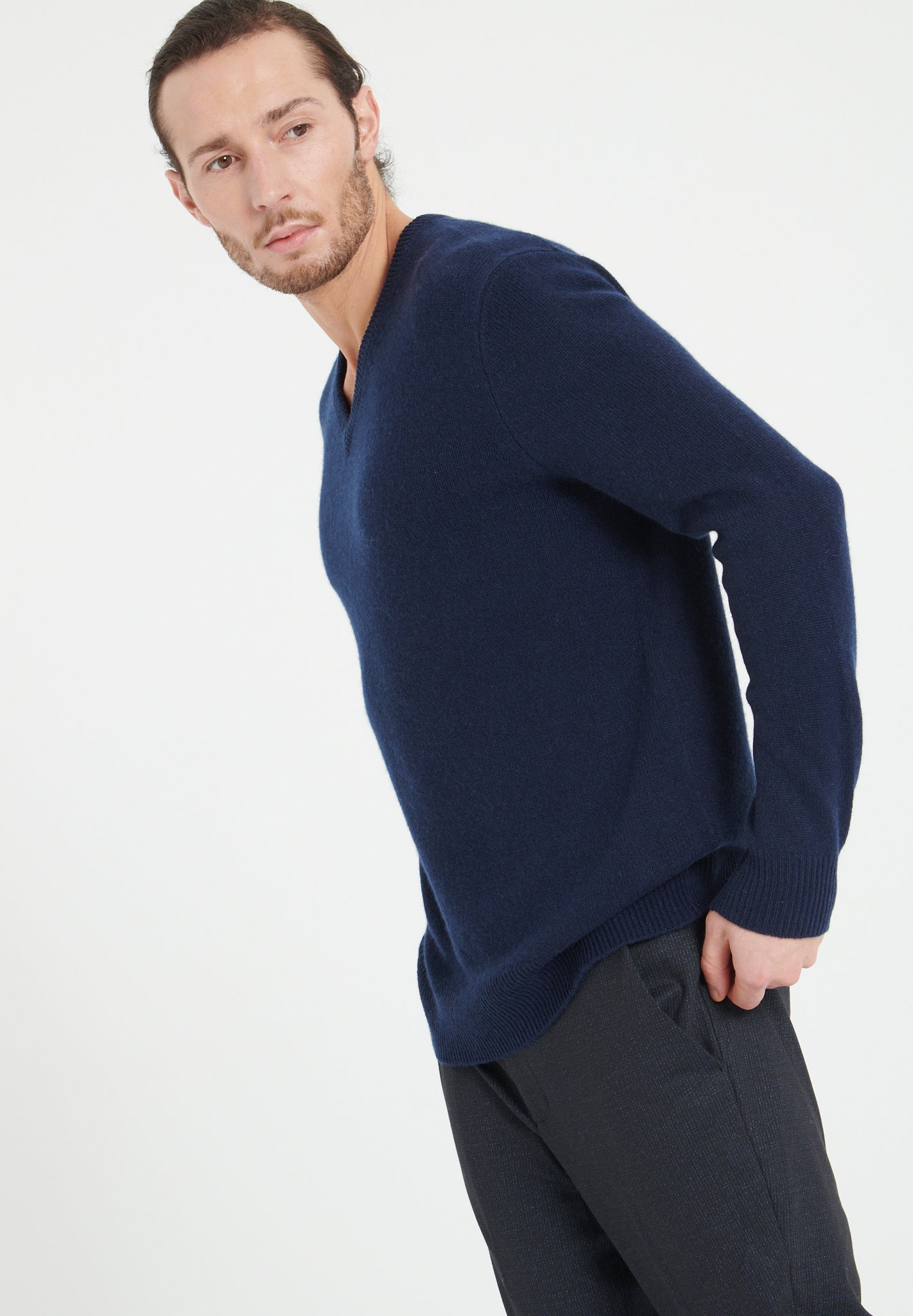 Pure Cashmere 4 ply V-Neck Sweater (Luke 13)