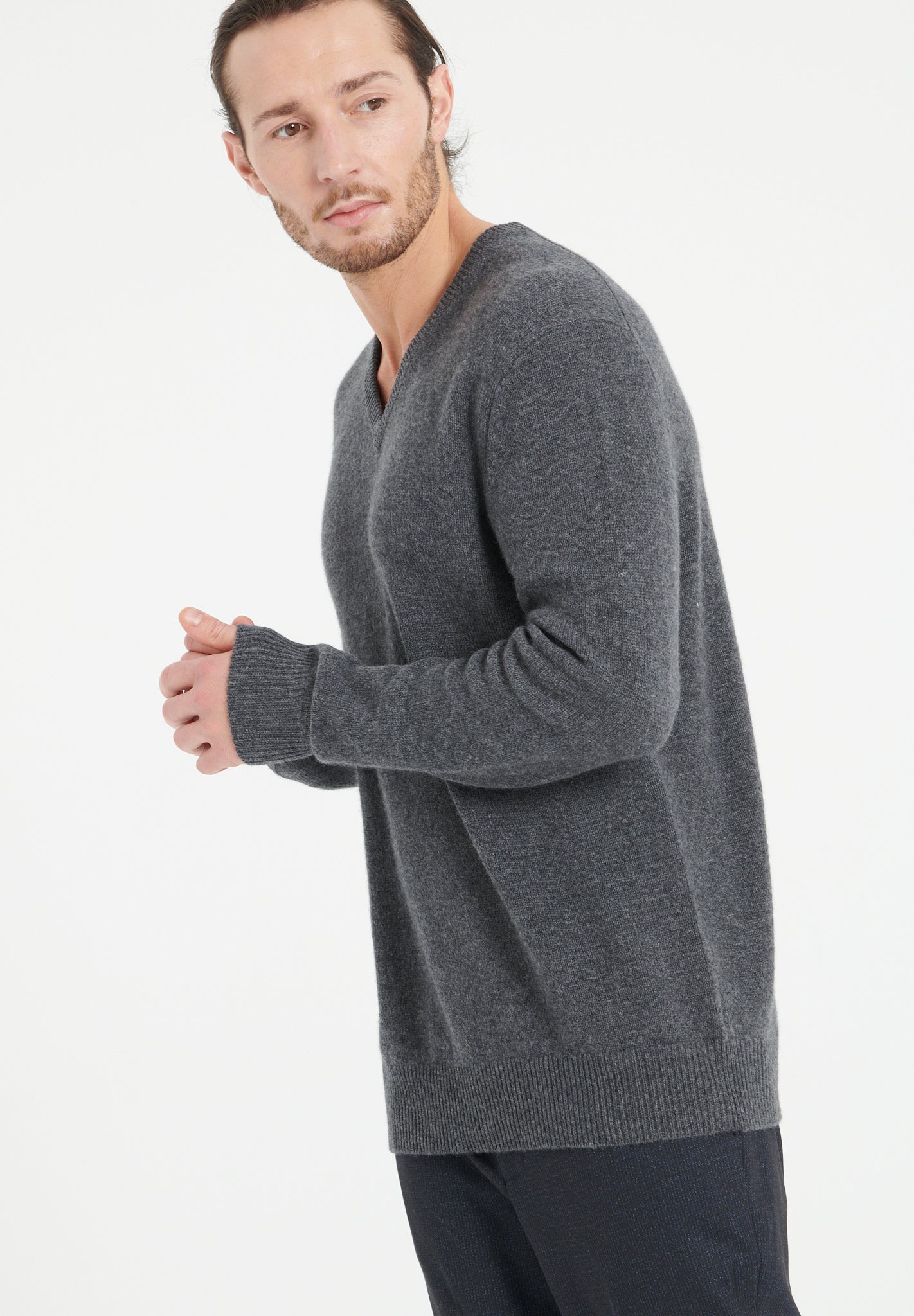 Pure Cashmere 4 ply V-Neck Sweater (Luke 13)