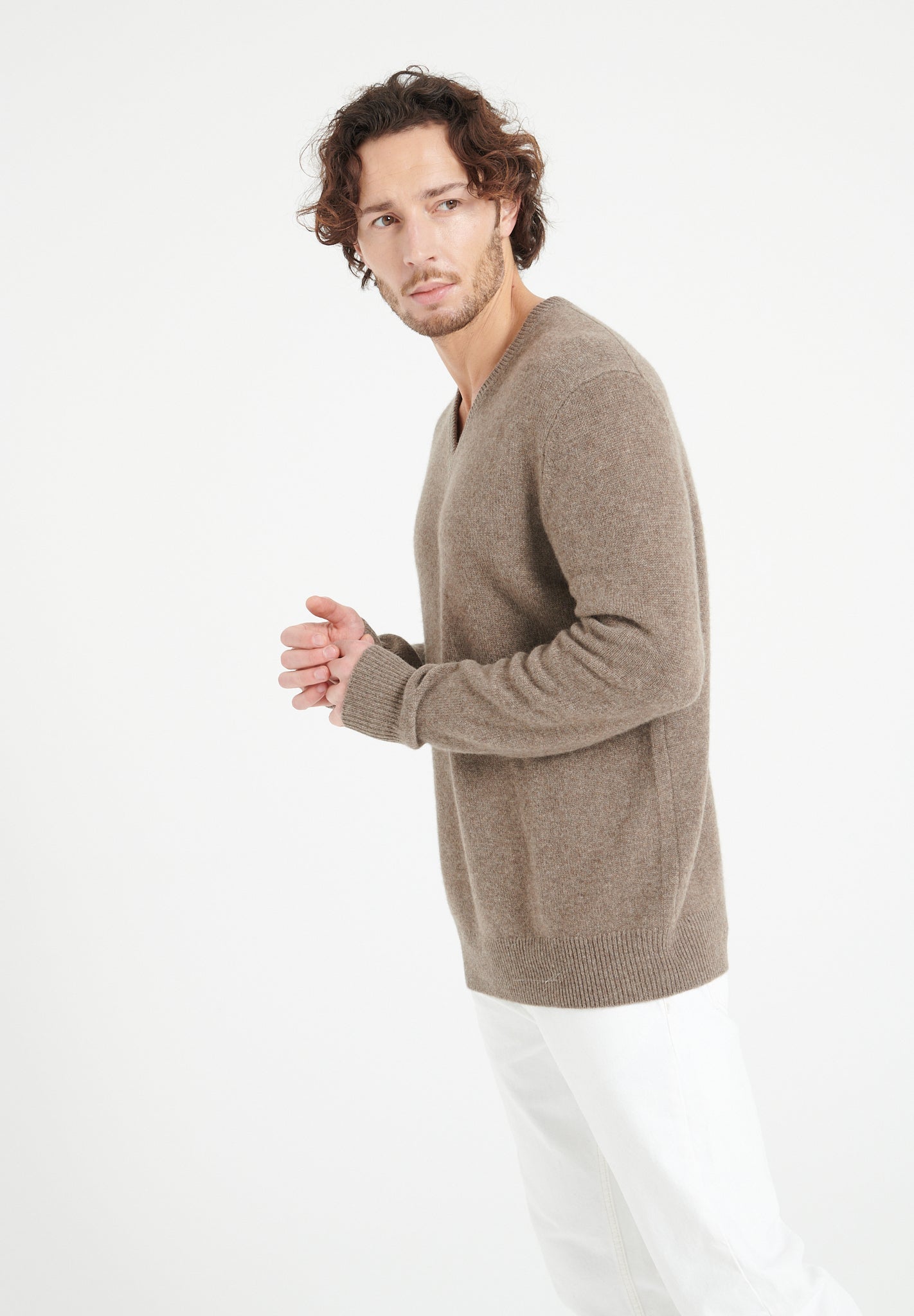 Pure Cashmere 4 ply V-Neck Sweater (Luke 13)