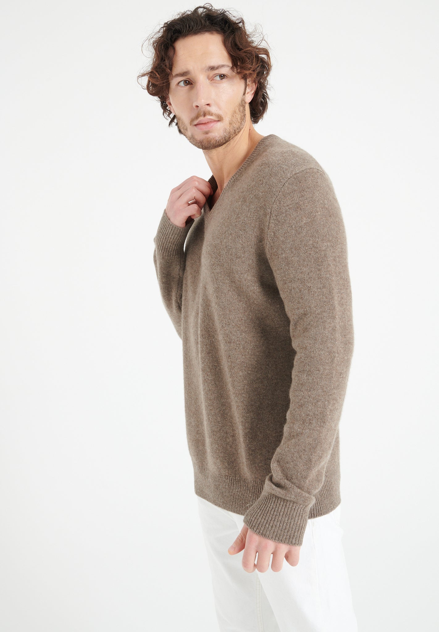 Pure Cashmere 4 ply V-Neck Sweater (Luke 13)