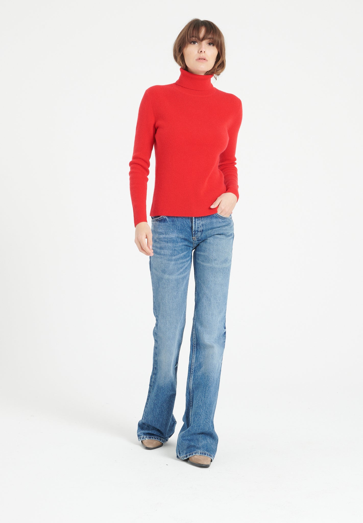 Pure Cashmere 4 ply Turtleneck Ribbed Sweater (Lilly 17)
