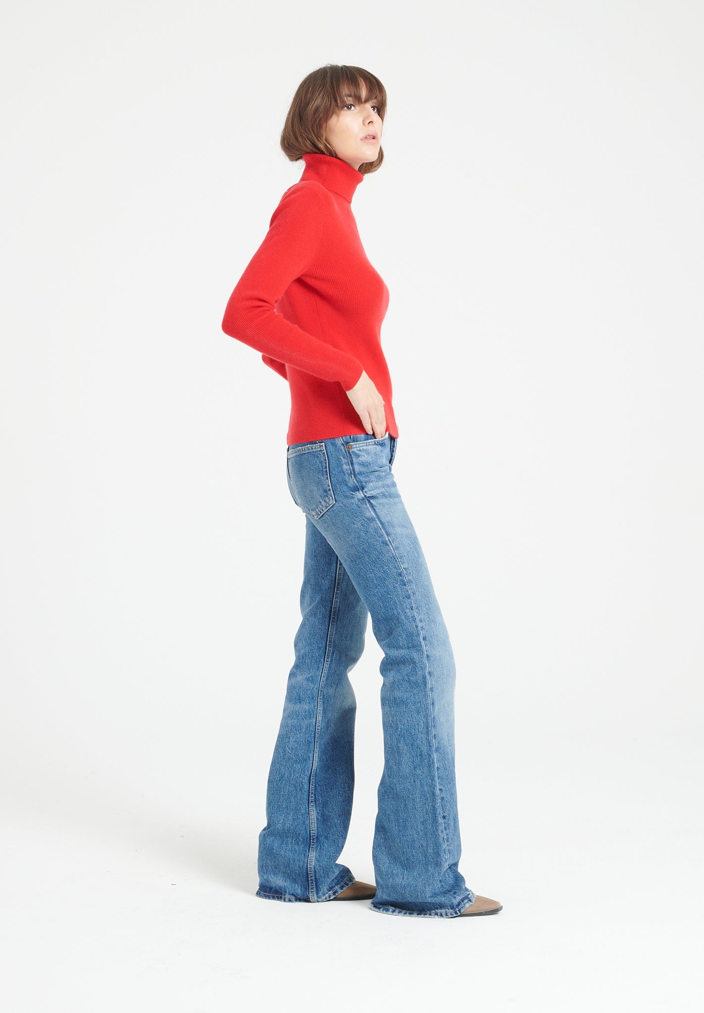 Pure Cashmere 4 ply Turtleneck Ribbed Sweater (Lilly 17)