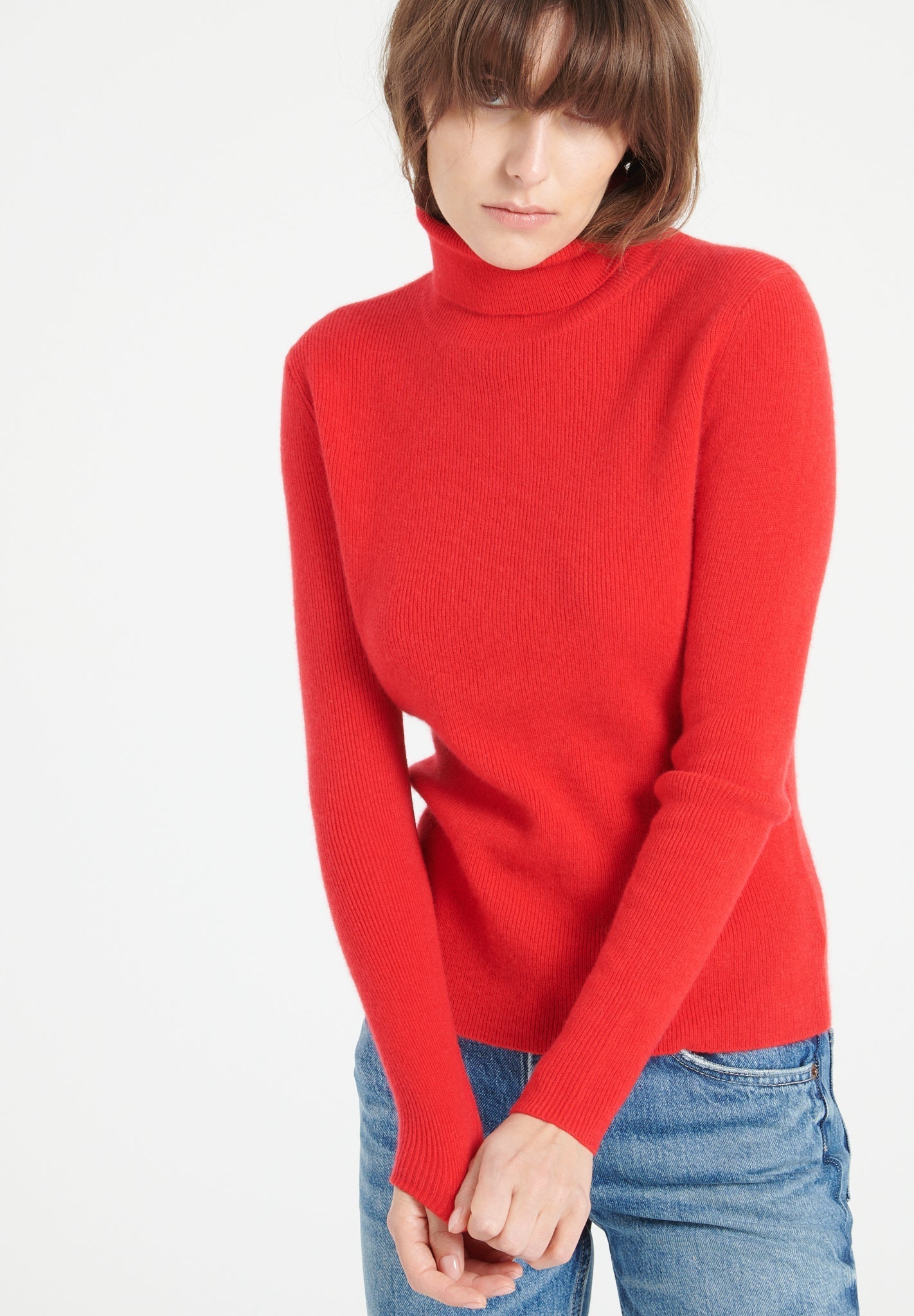 Pure Cashmere 4 ply Turtleneck Ribbed Sweater (Lilly 17)