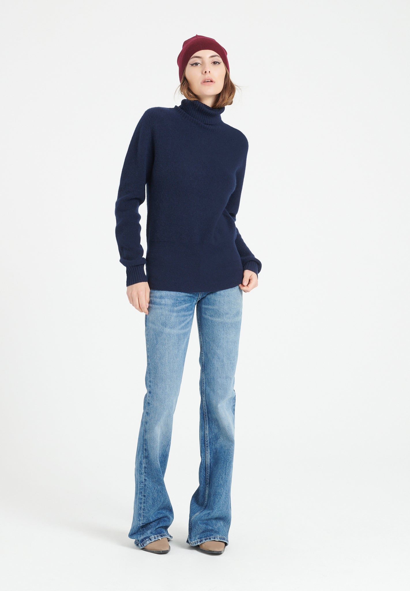 Pure Cashmere Rib Knit Turtleneck Sweater (Lilly 21)