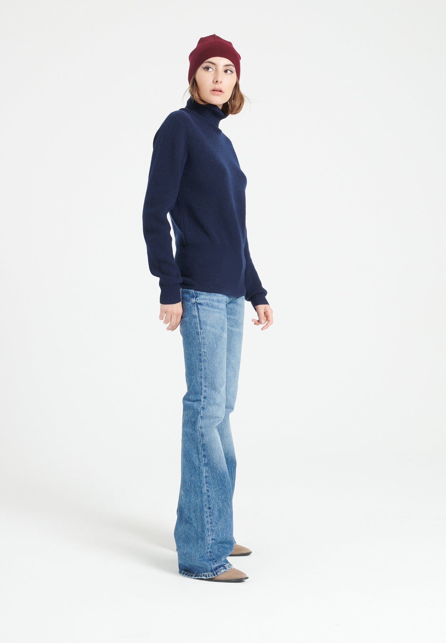 Pure Cashmere Rib Knit Turtleneck Sweater (Lilly 21)