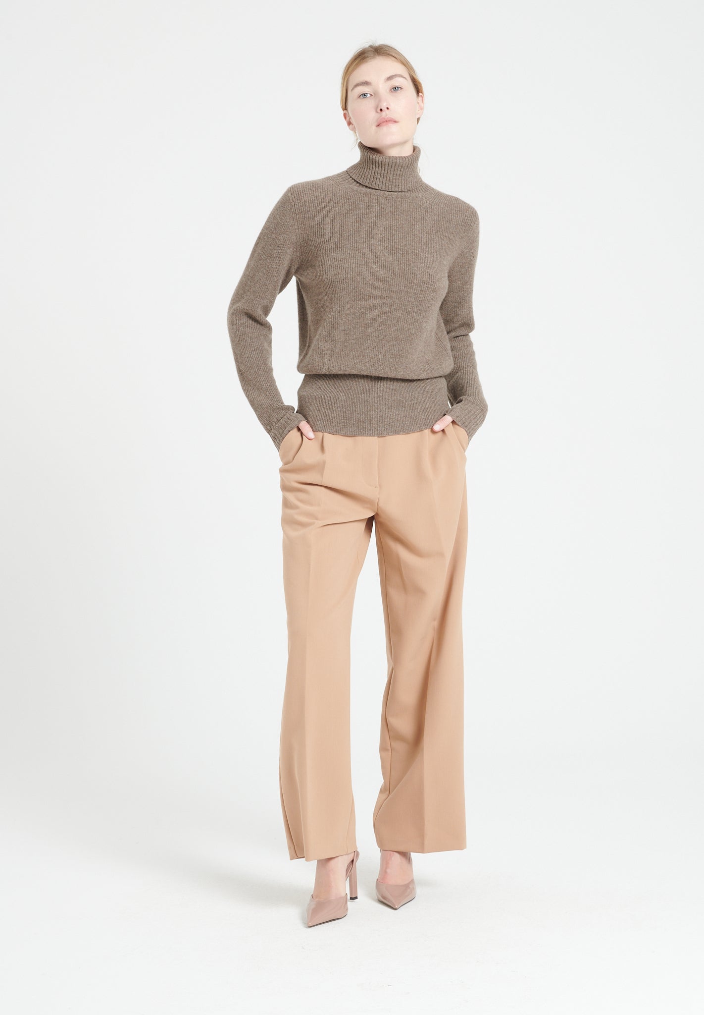 Pure Cashmere Rib Knit Turtleneck Sweater (Lilly 21)
