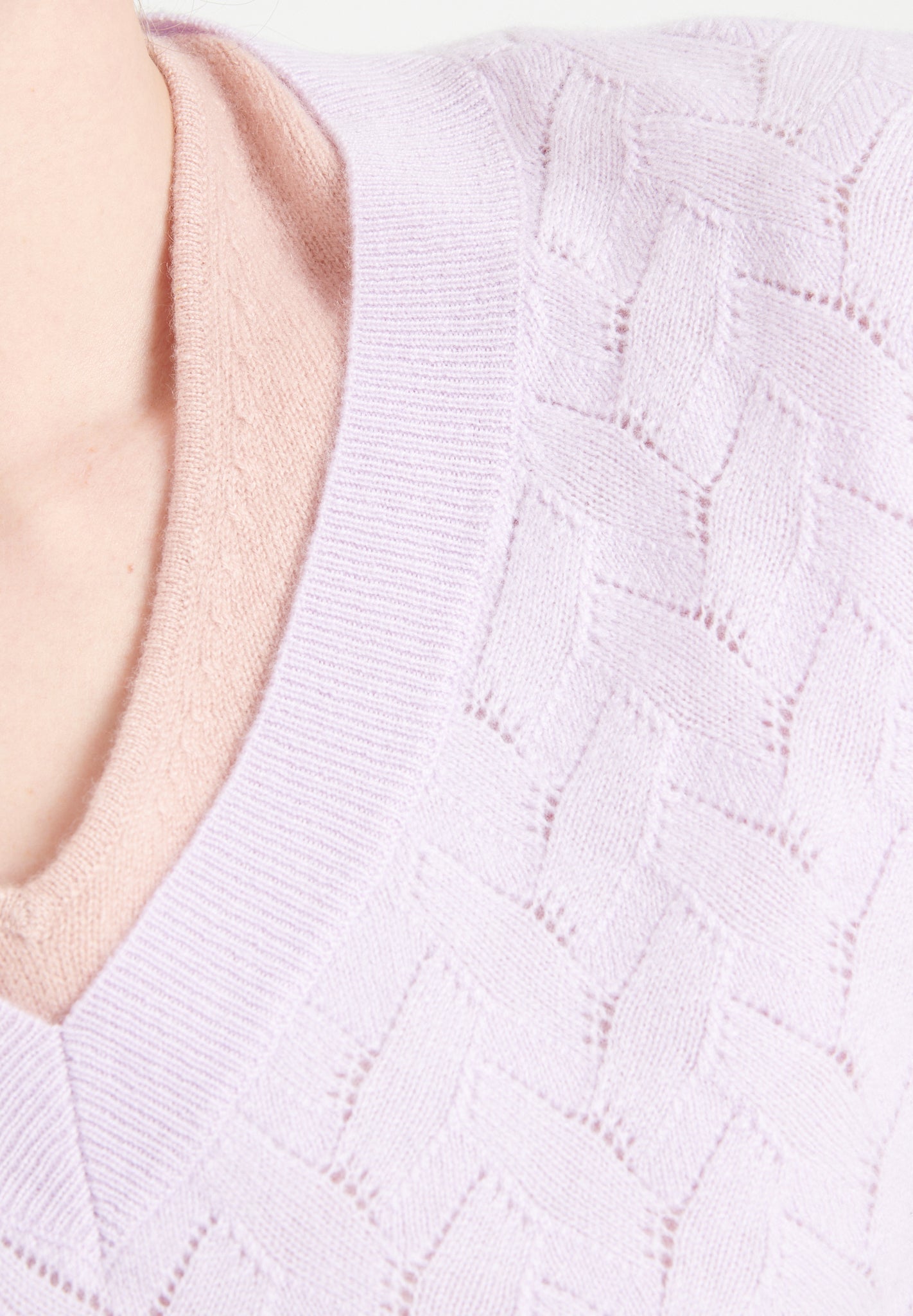 Pure Cashmere Open Knit V-Neck Sweater (Lilly 27)