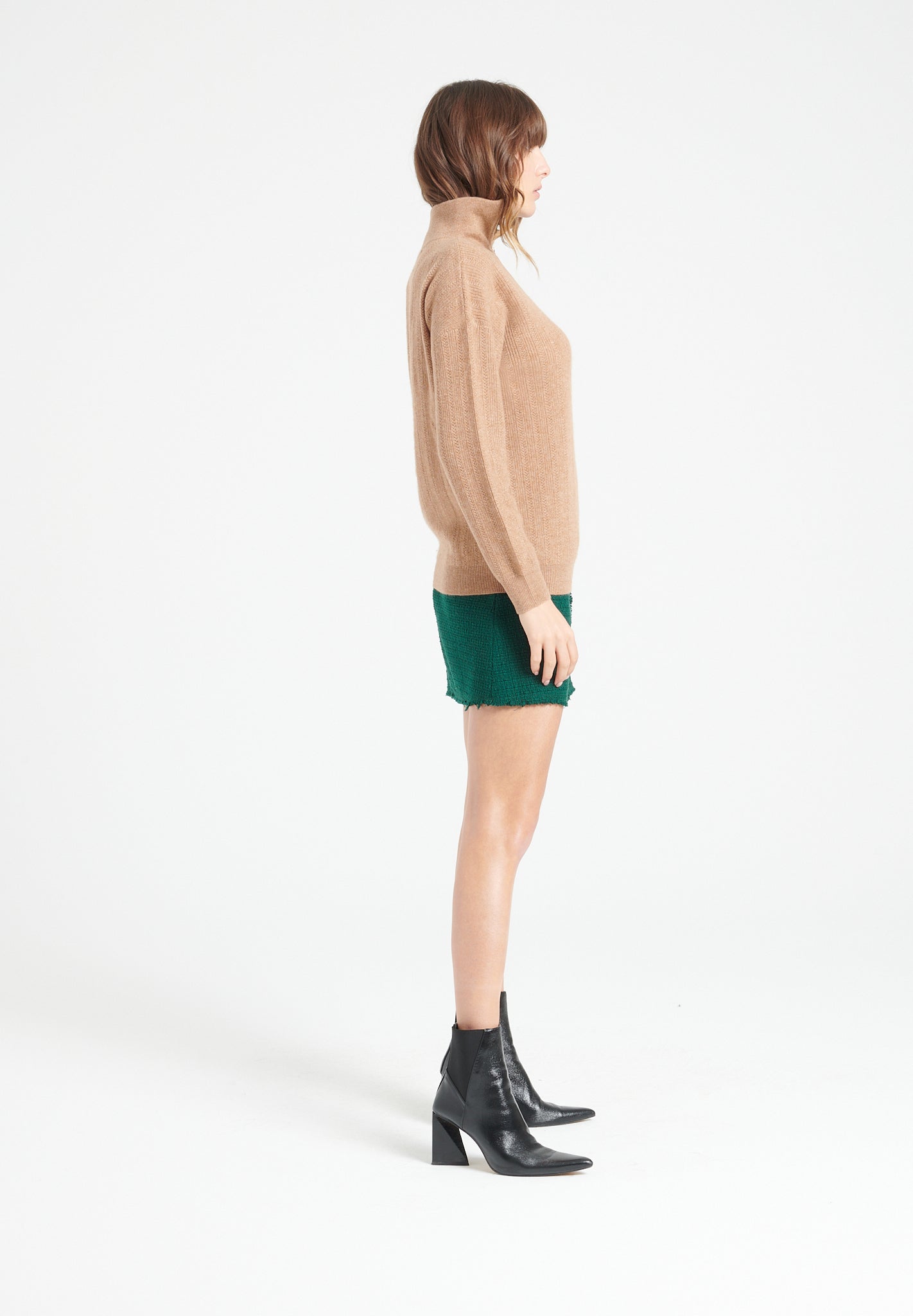 Pure Cashmere Rib Knit Funnel Neck Sweater w/Zip (Lilly 28)