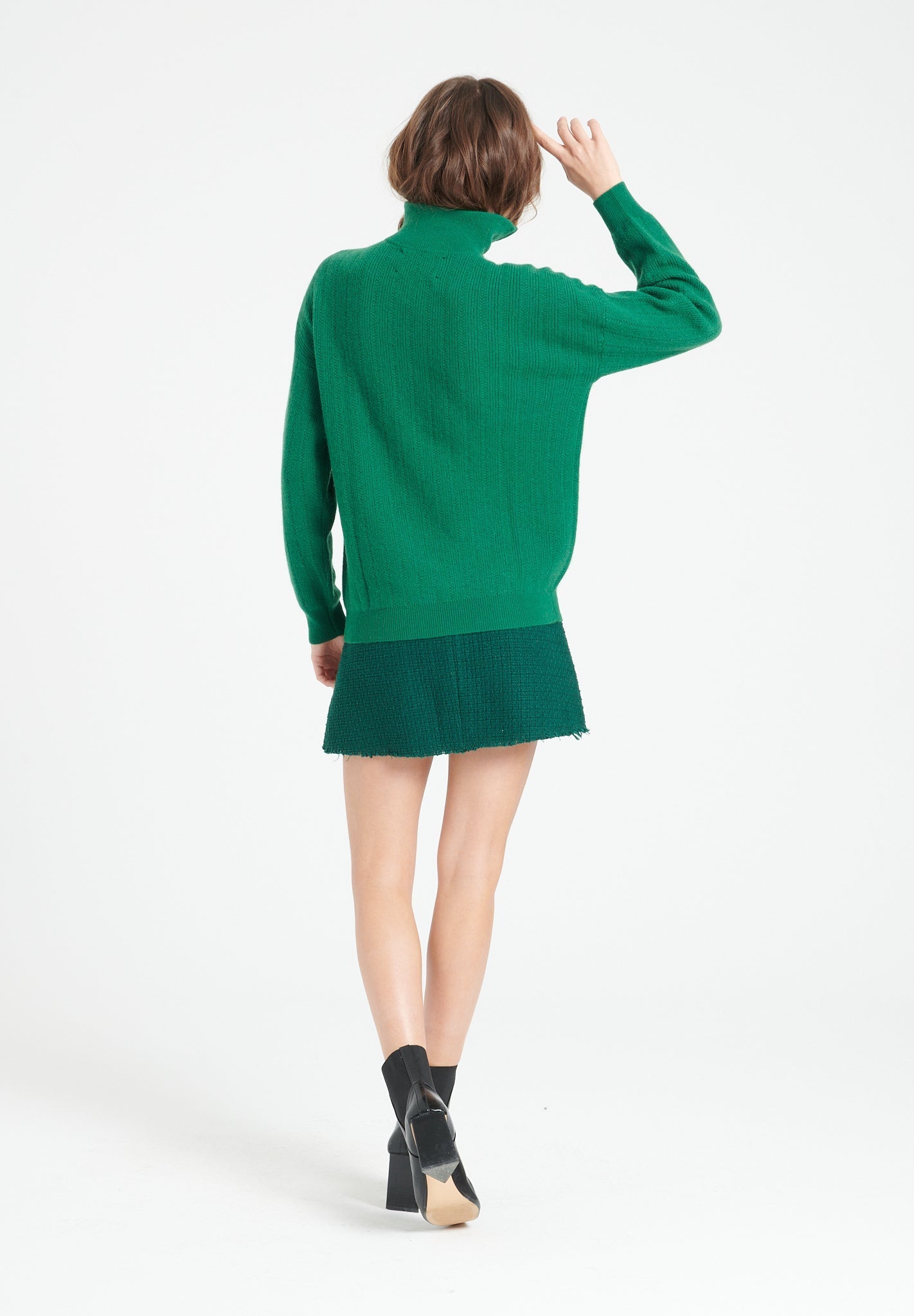 Pure Cashmere Rib Knit Funnel Neck Sweater w/Zip (Lilly 28)