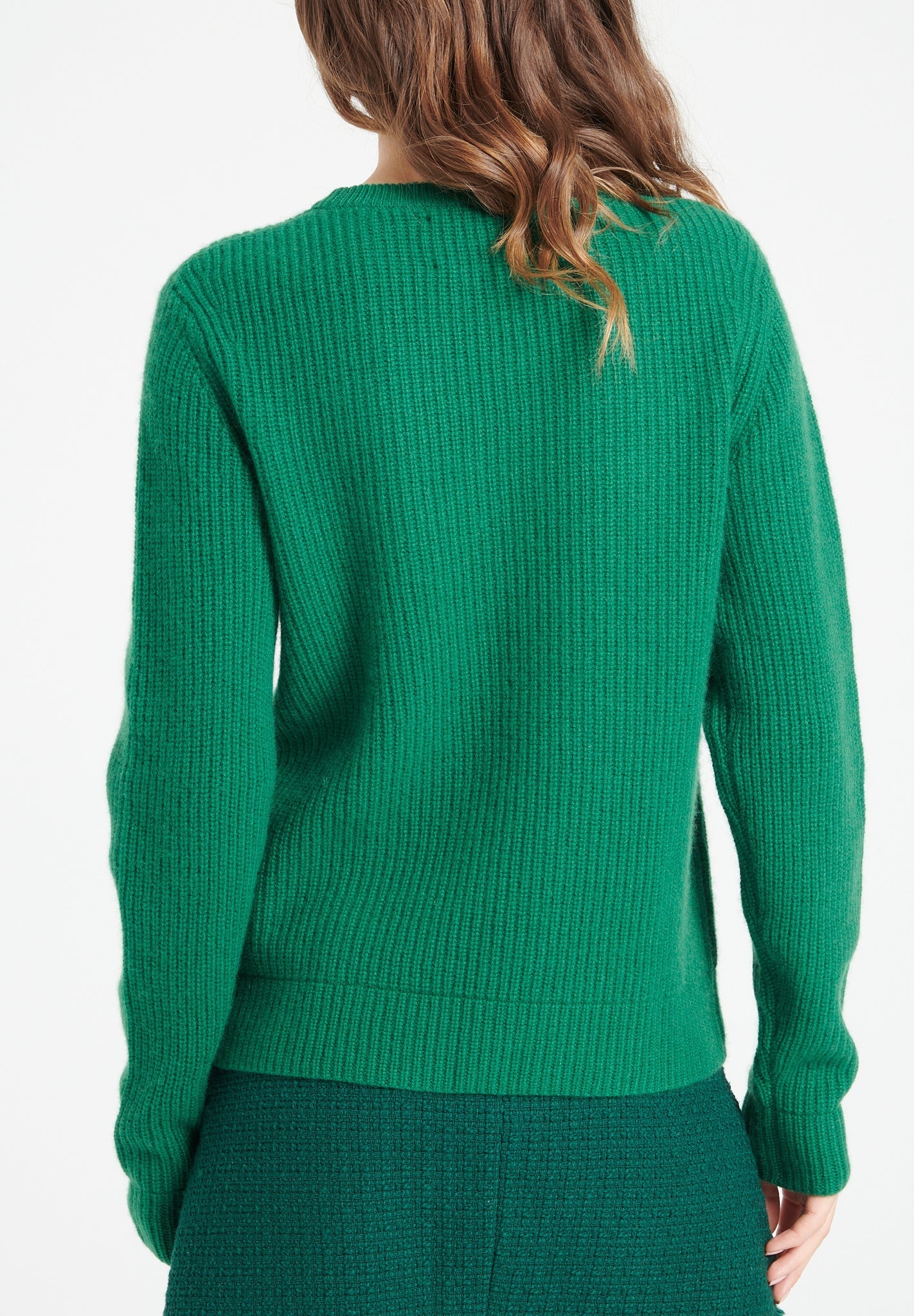 Pure Cashmere 4 ply Round Neck Sweater w/Ribbing (Lilly 32)