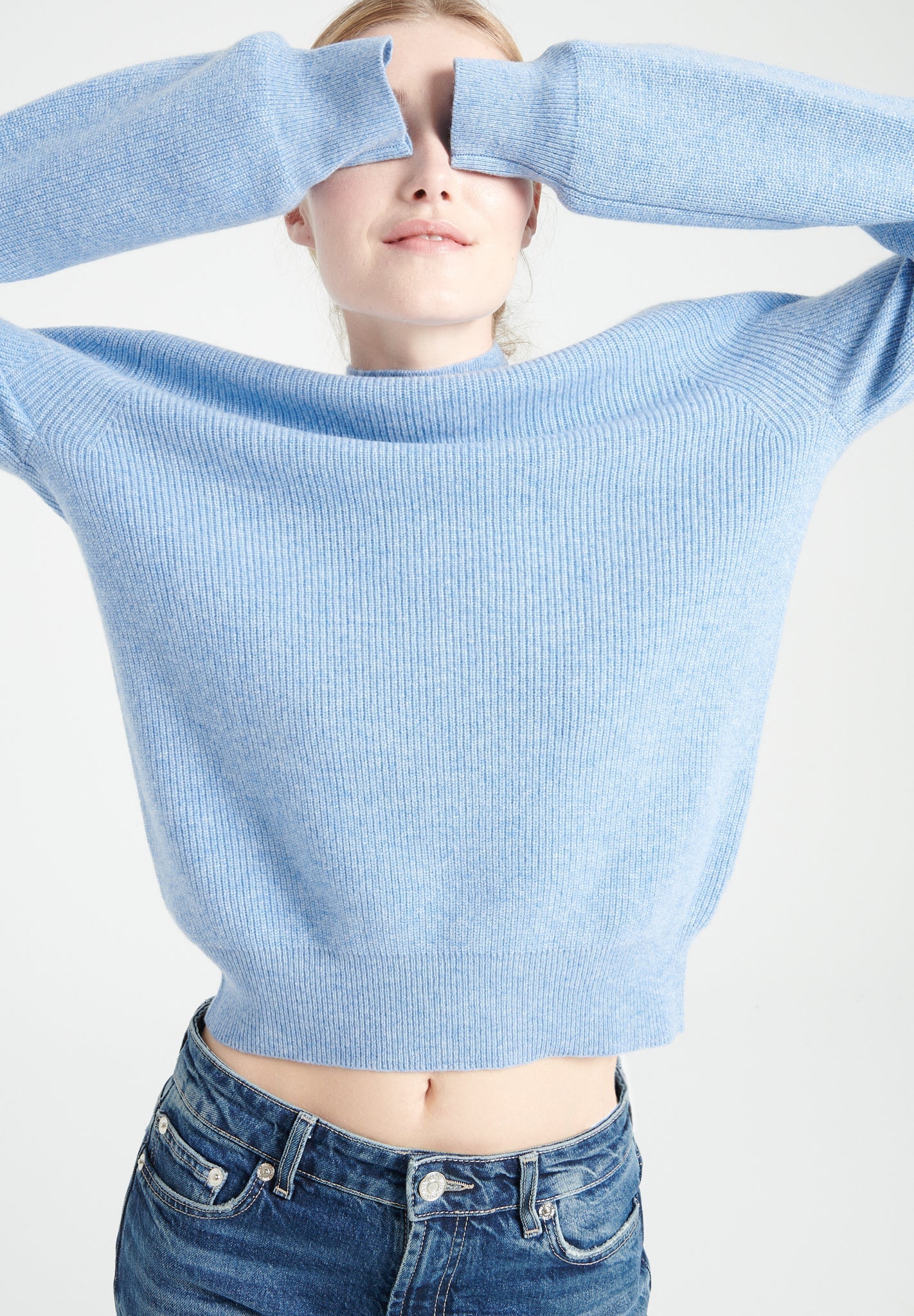 Pure Cashmere Rib Knit High Neck Sweater (Mia 1)
