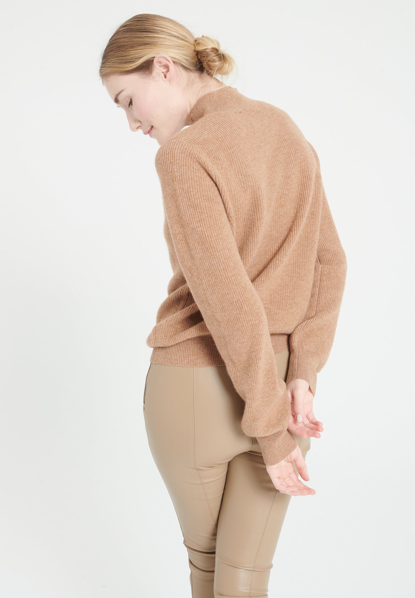 Pure Cashmere Rib Knit High Neck Sweater (Mia 1)