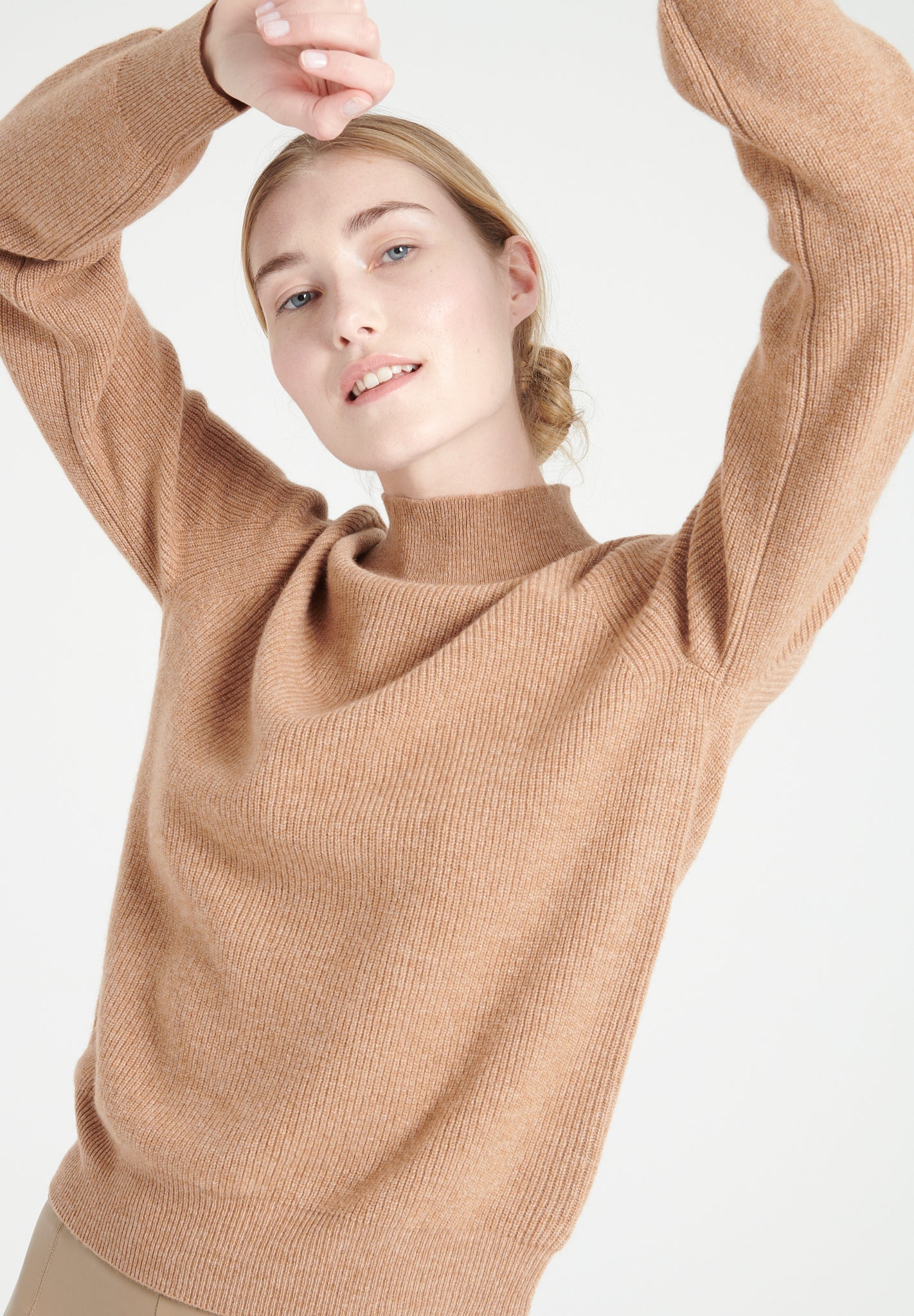 Pure Cashmere Rib Knit High Neck Sweater (Mia 1)