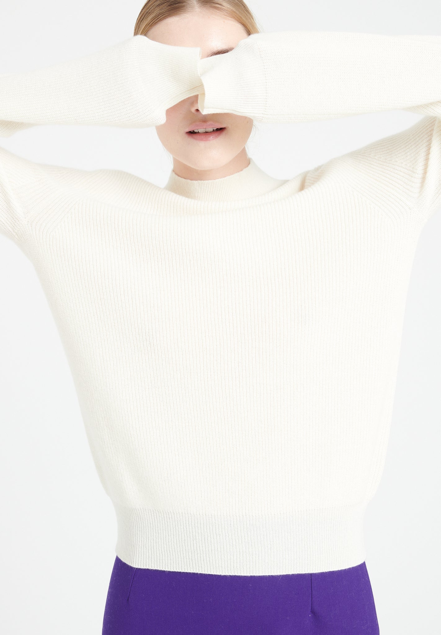Pure Cashmere Rib Knit High Neck Sweater (Mia 1)