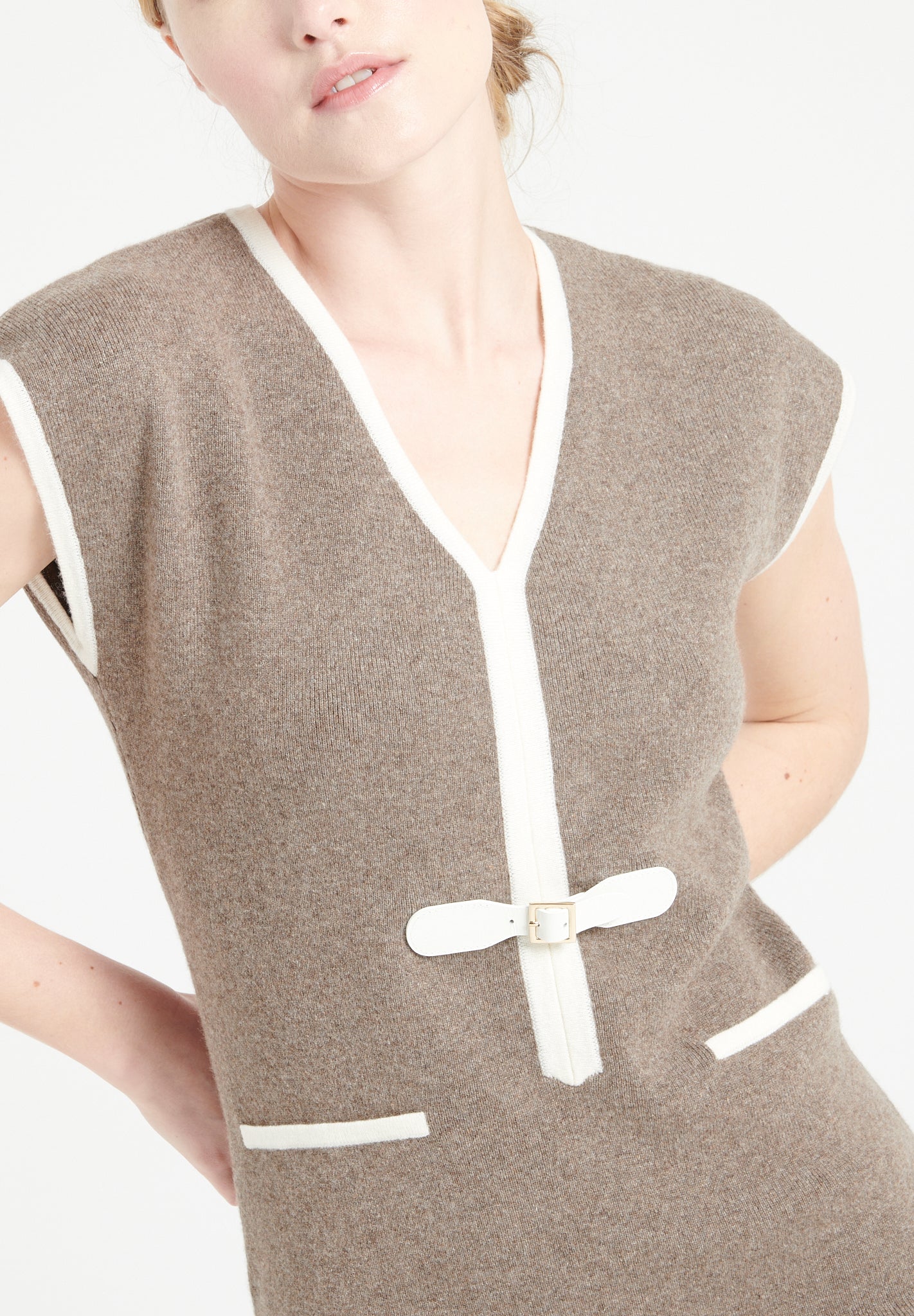Pure Cashmere Milano Knit V-Neck Midi Dress (Mia 2)