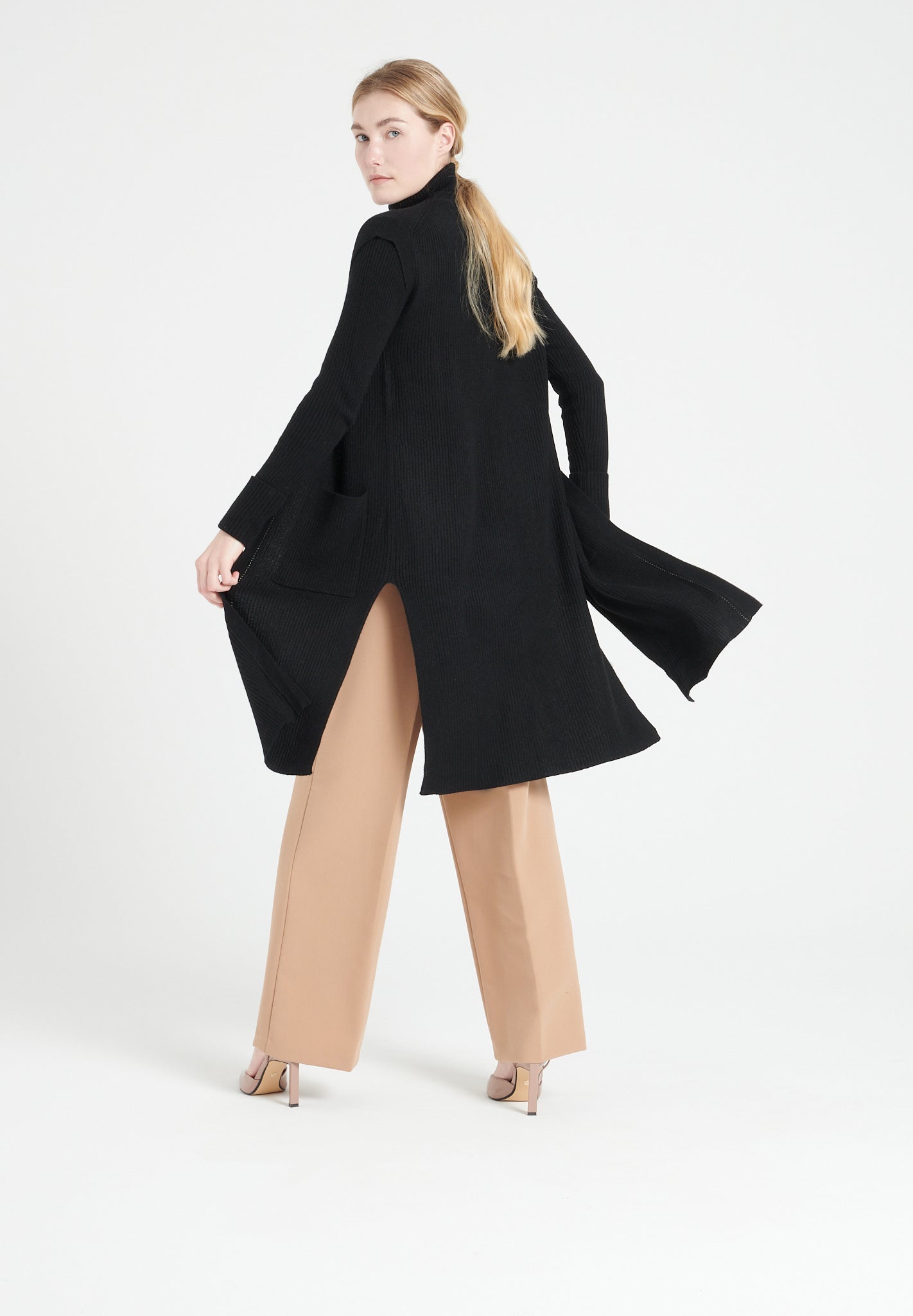 Pure Cashmere Long Sleeveless Ribbed Cardigan (Mia 6)