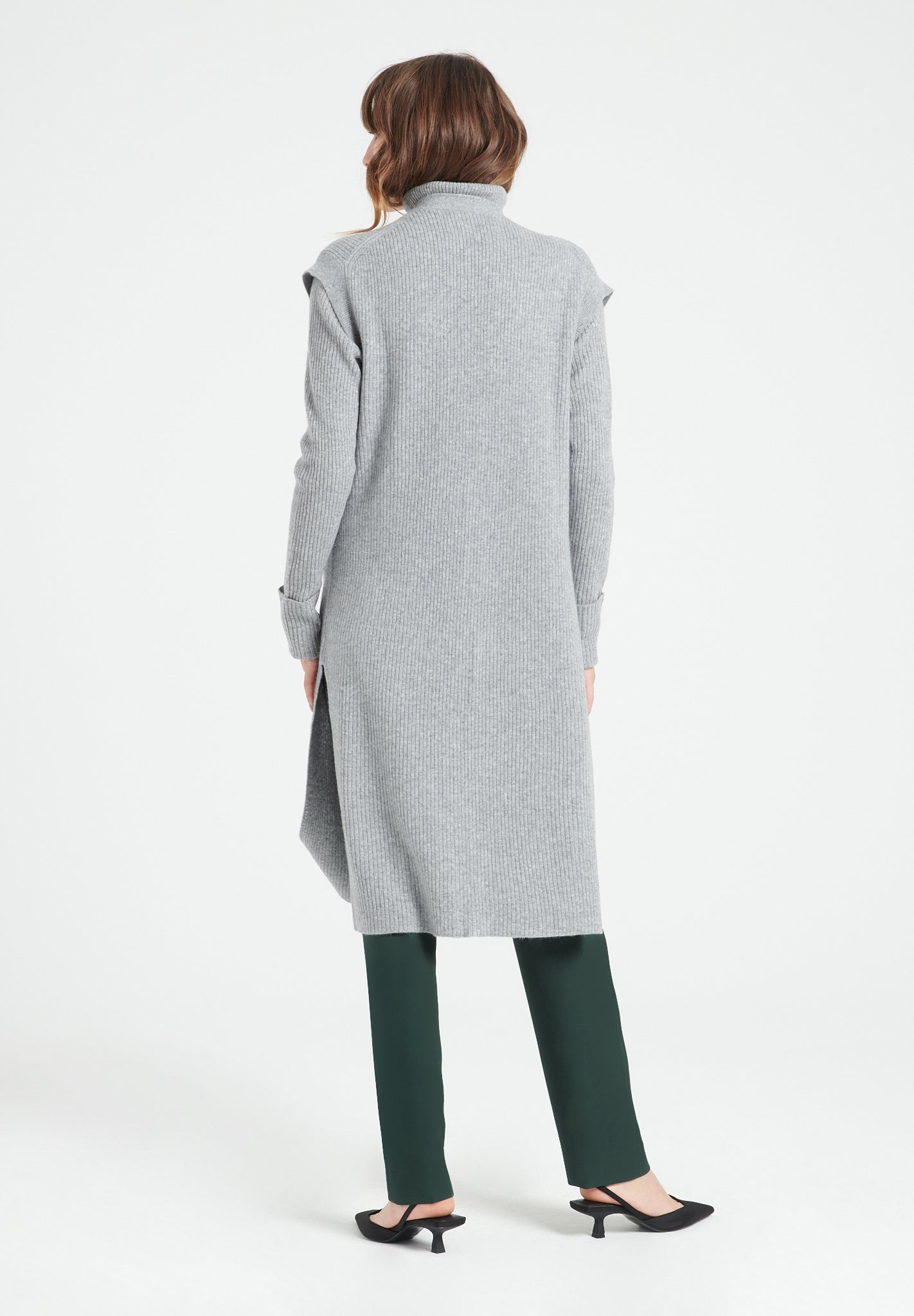 Pure Cashmere Long Sleeveless Ribbed Cardigan (Mia 6)